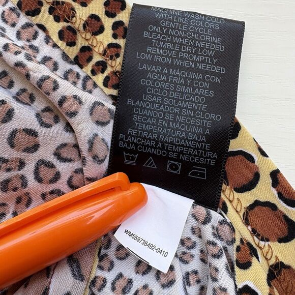 Norma Kamali Women Small Faux Wrap Dress Long Sleeve Side Drape Animal Print - Picture 12 of 14